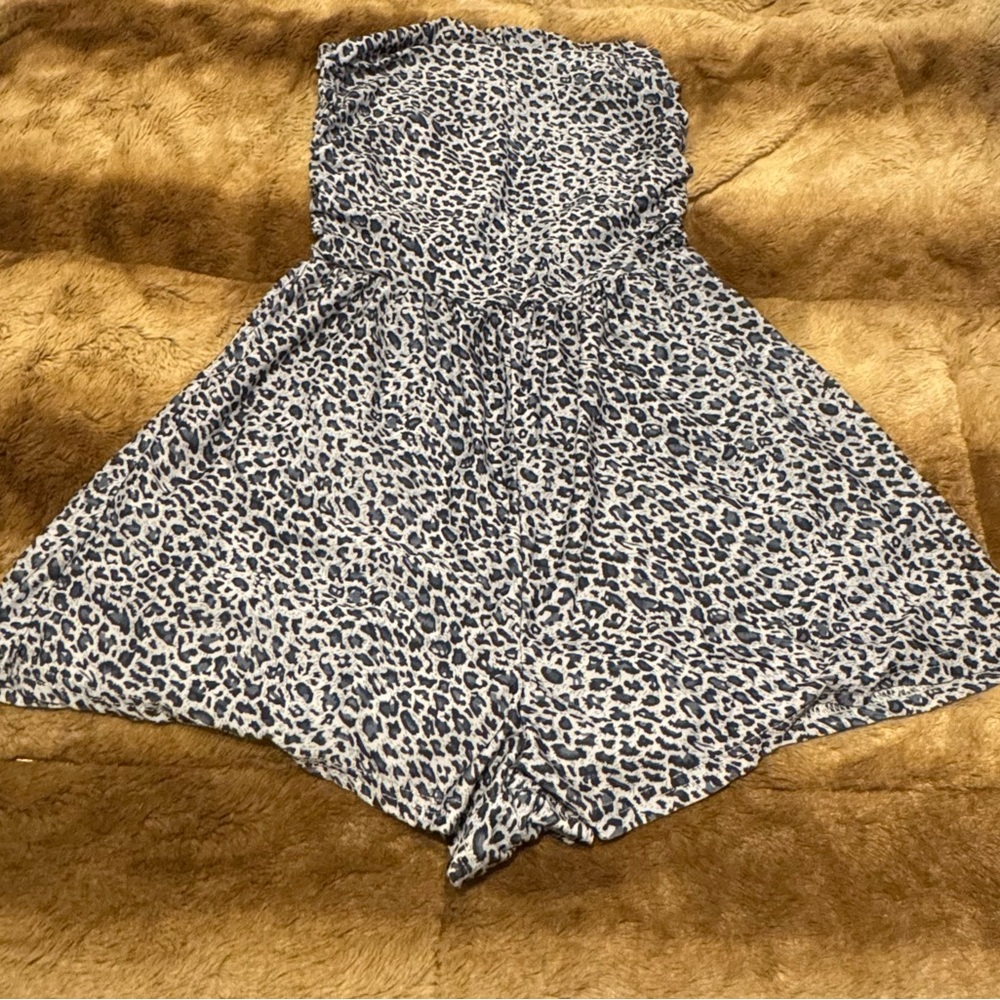Leopard Print Strapless Romper